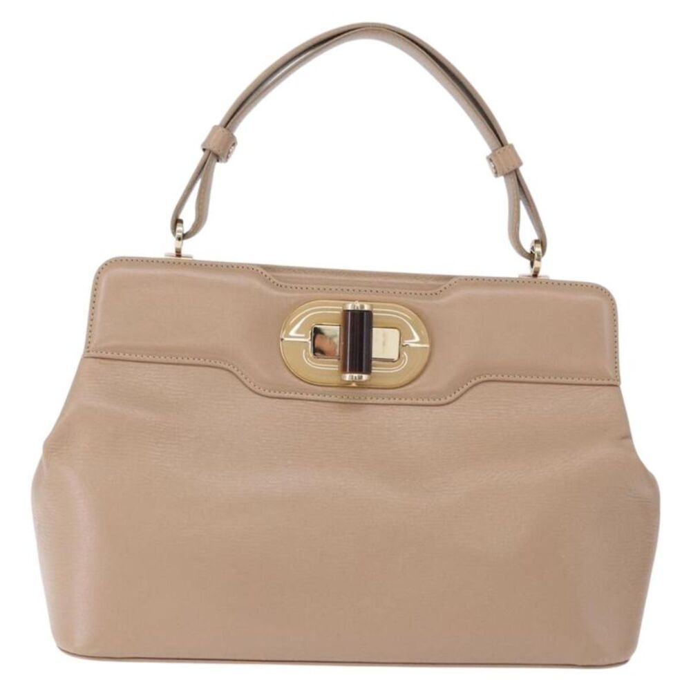Bvlgari Isabella Rossellini Leather Beige Leather Handbag